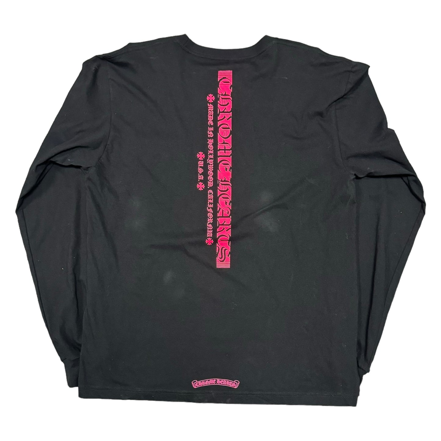 Black Chrome Heart Pink Print L/S