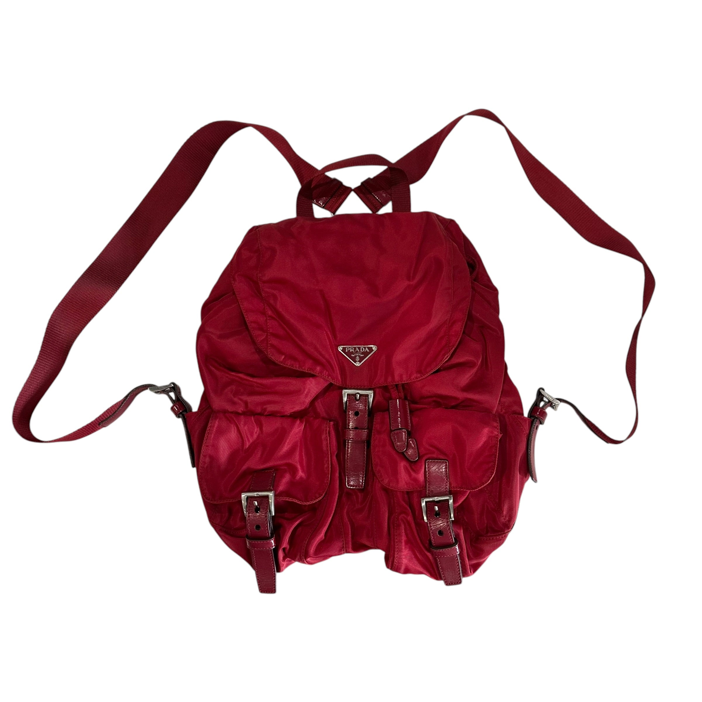 Prada Tessuto Red Nylon Backpack Prada Tessuto Nylon Backpack - Burgundy Backpacks, Handbags  main image 3