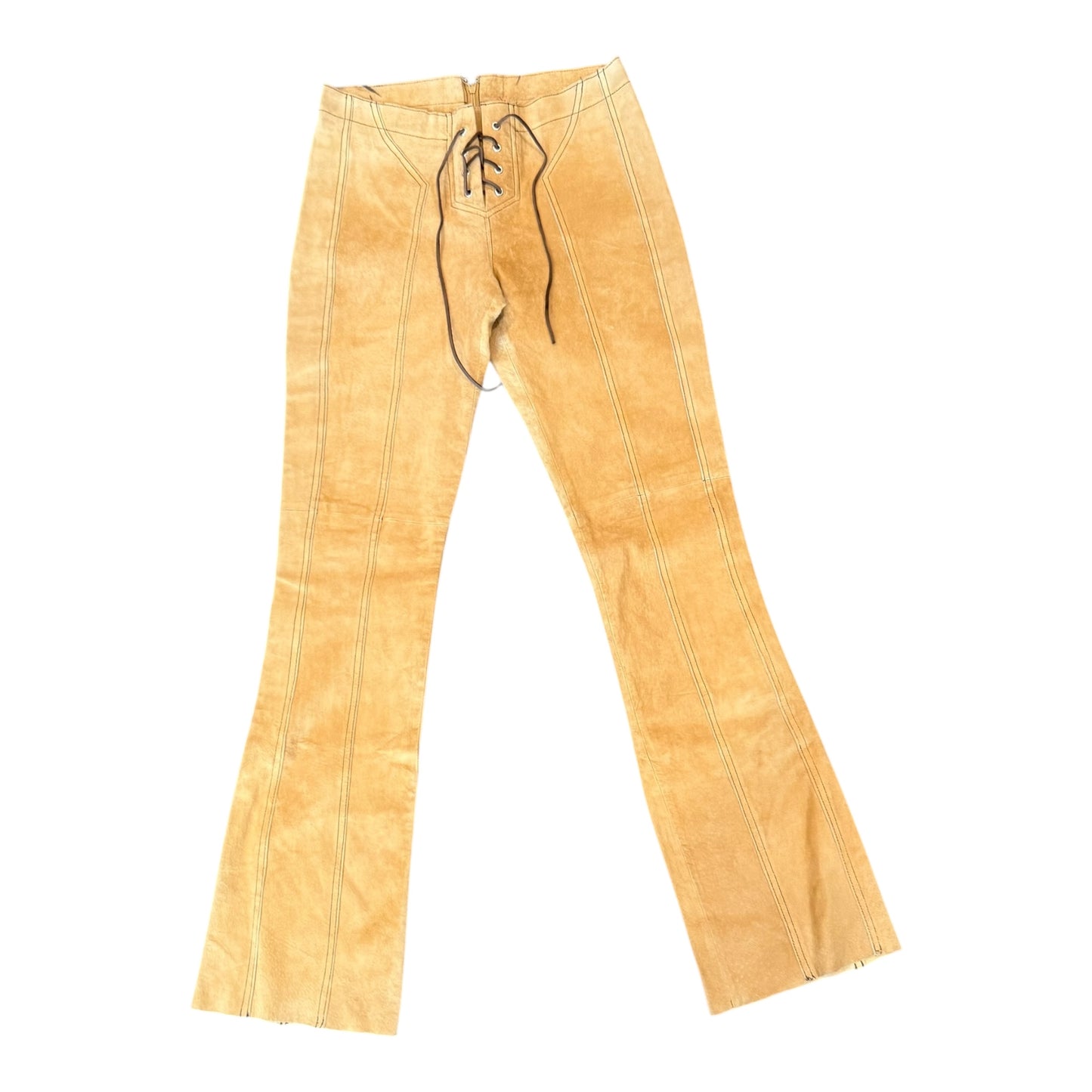 BeBe Tan Laced Leather Pants