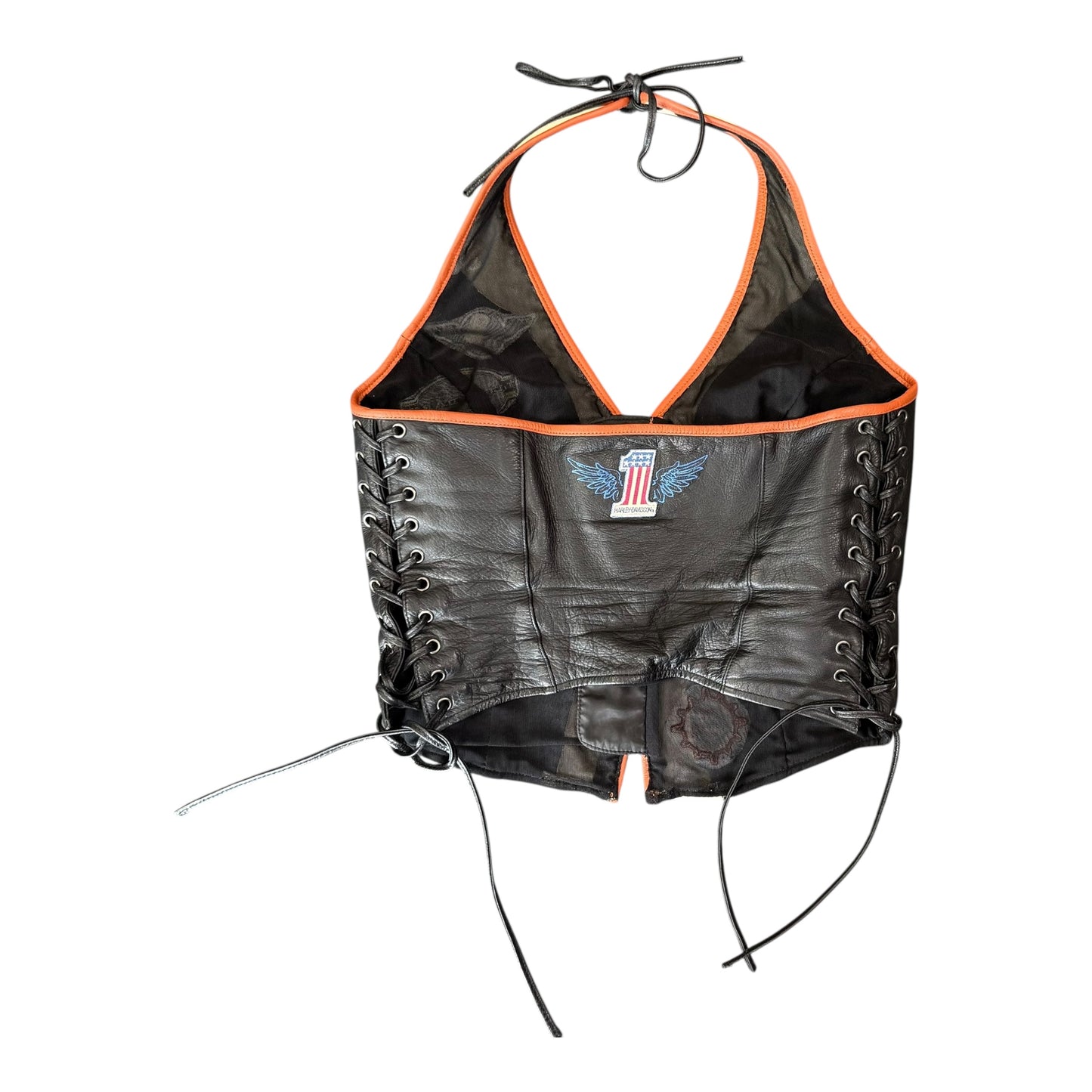 Orng/Wht Harley Davidson Leather Top