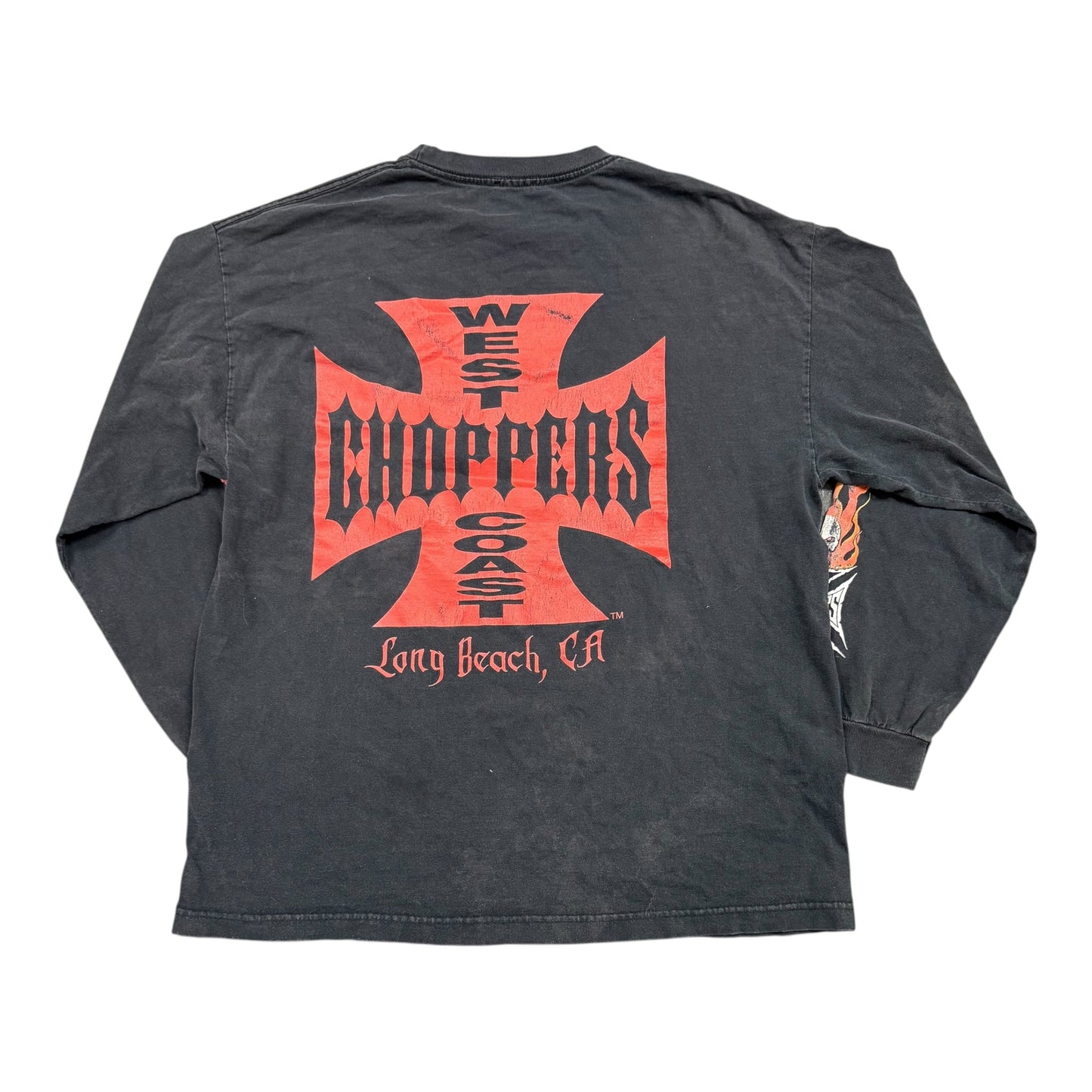 Vintage West Coast Chopper Black/Red L/S Tee