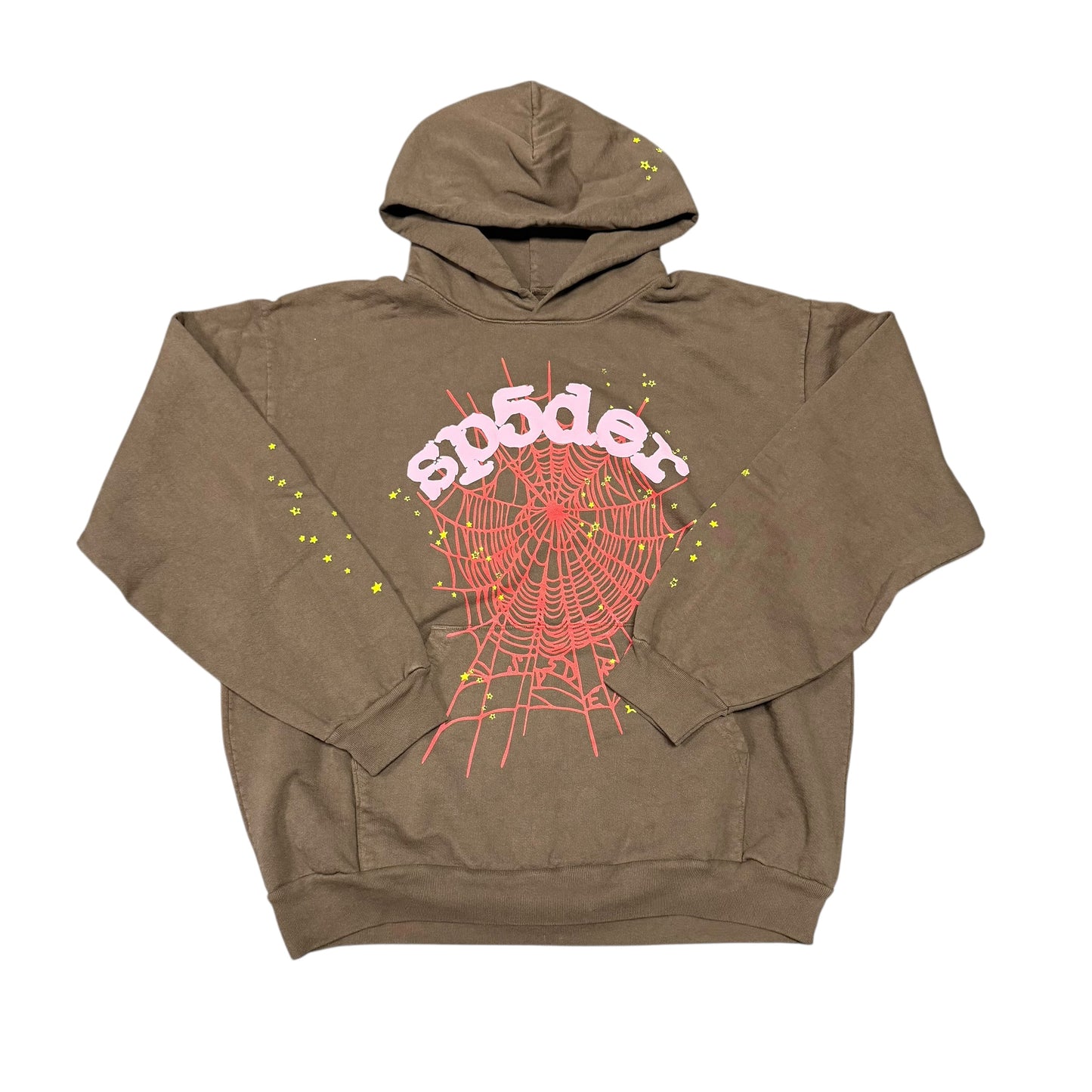 Sp5der Og Web Brown Hoodie