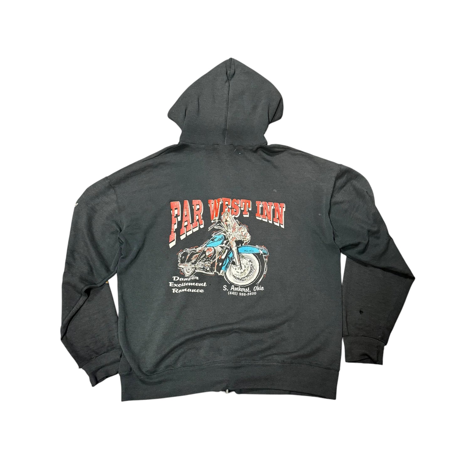 Vintage Far West Inn Black Zip Up Hoodie