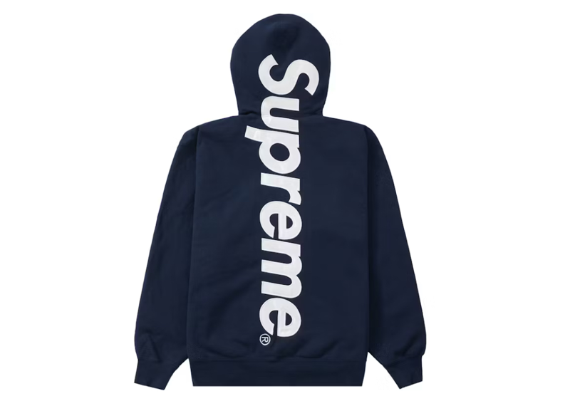 Supreme Satin Logo Hoodie Navy