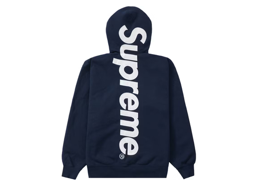 Supreme Satin Logo Hoodie Navy