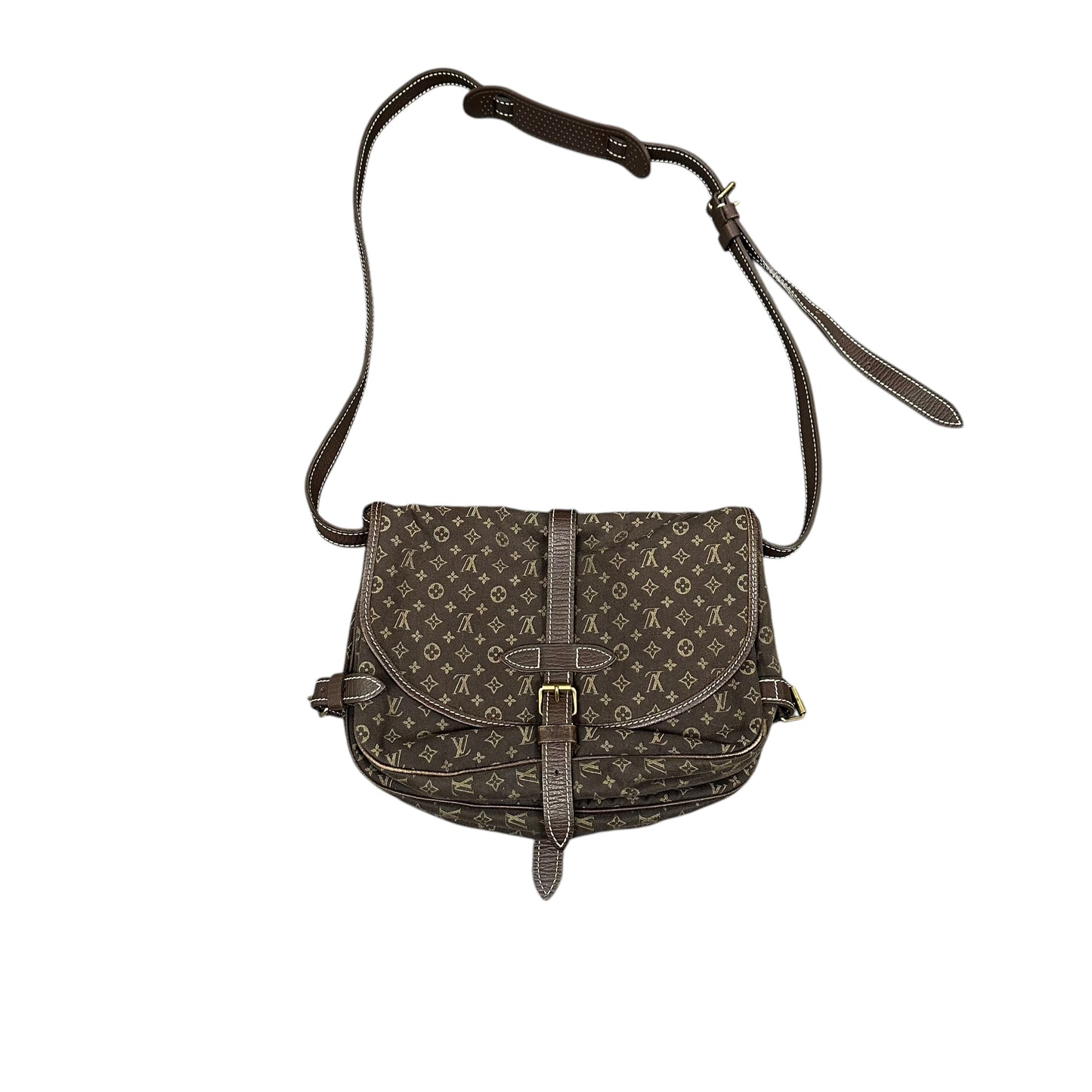 Louis Vuitton Monogram Mini Lin Saumur Eben Crossbody Bag Brown