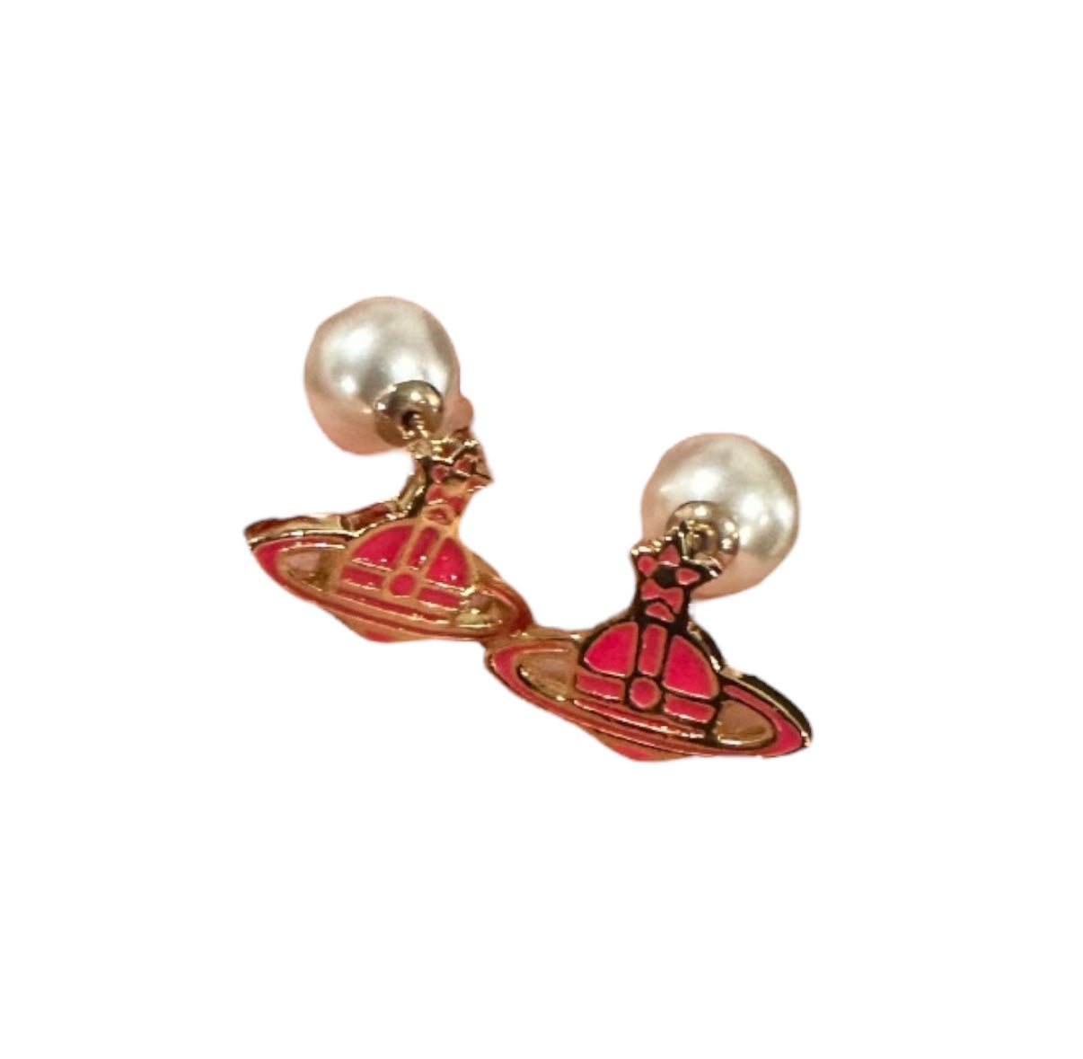 Vivienne Westwood Pink/Gold Orb Earrings