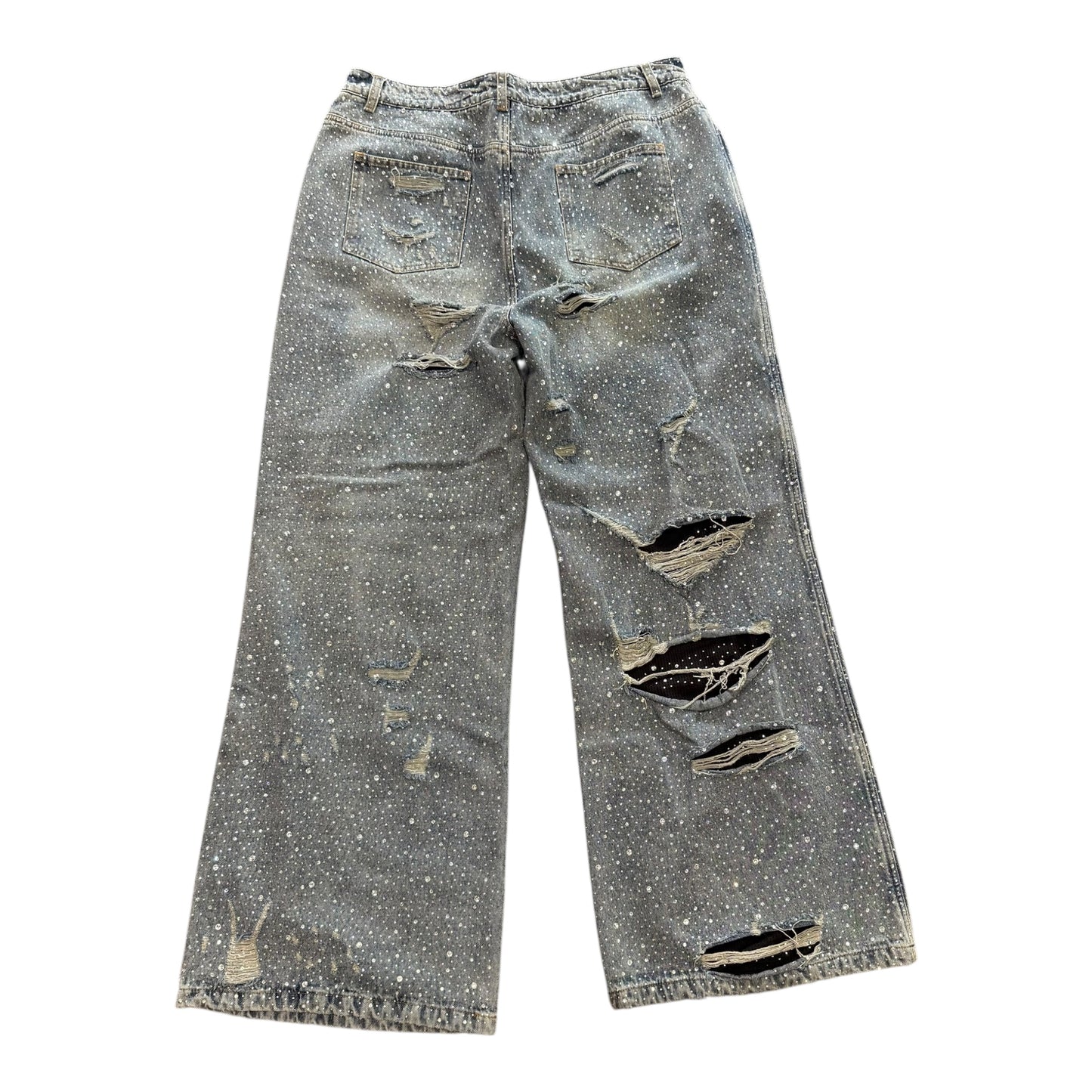 Vale Lives Rhinestone Distressed Denim