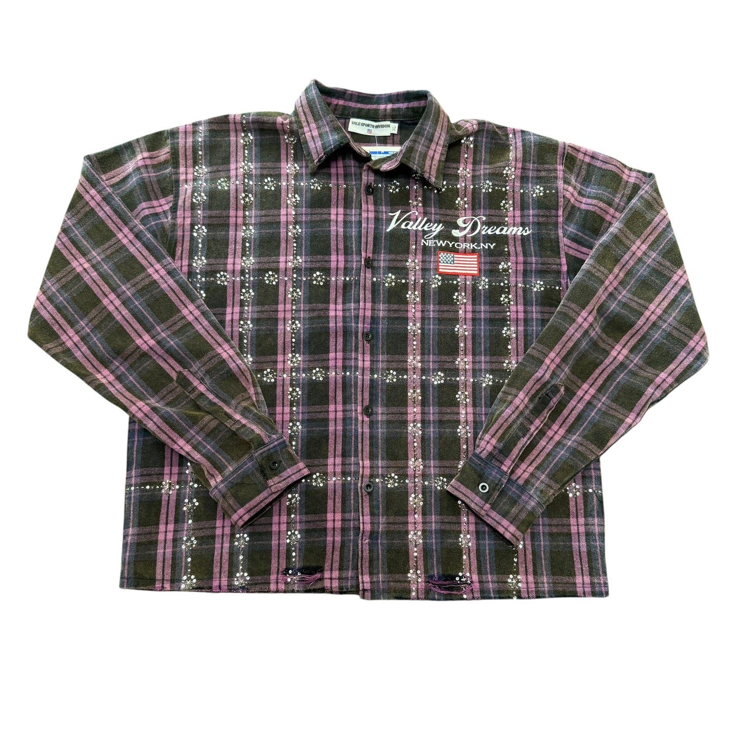 Vale Lives Purple/Brown Rhinestone Flannel