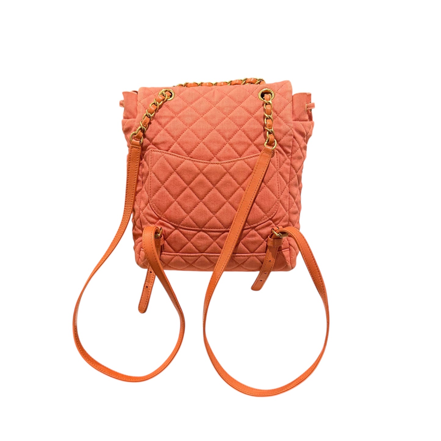 Chanel Washed Denim Quilted Small Urban Spirit Backpack Orange