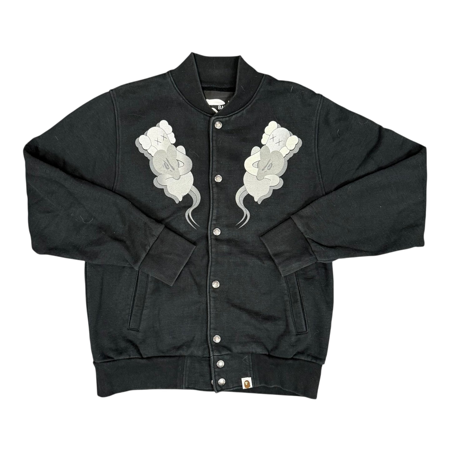 BAPE × KAWS Bendy Black Varsity Jacket
