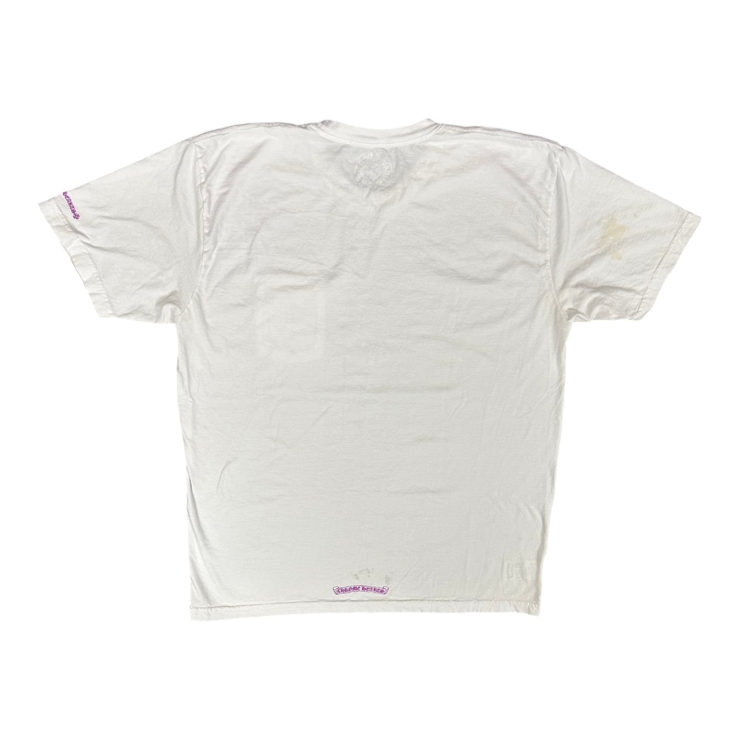 Chrome Hearts Purple Script Neck White Tee