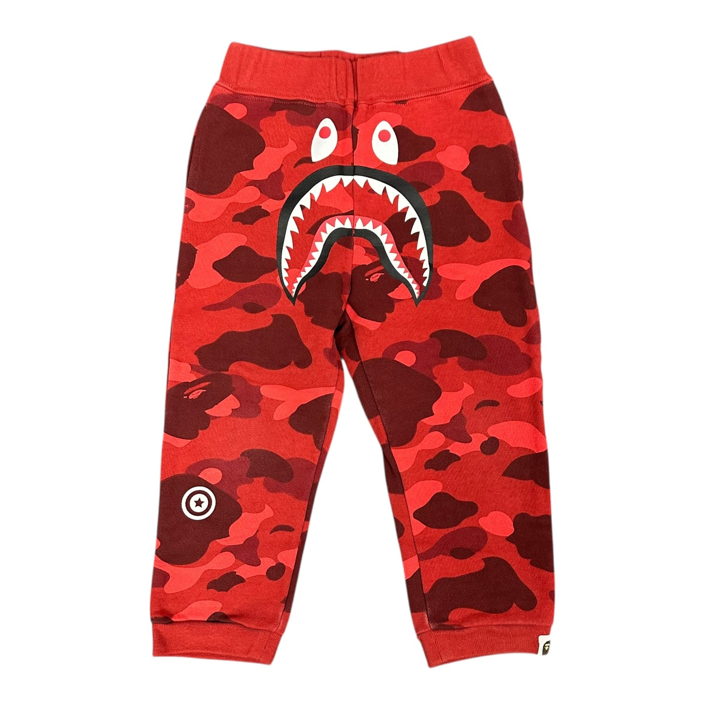 A Bathing Ape Baby Red Shark Camo Pants