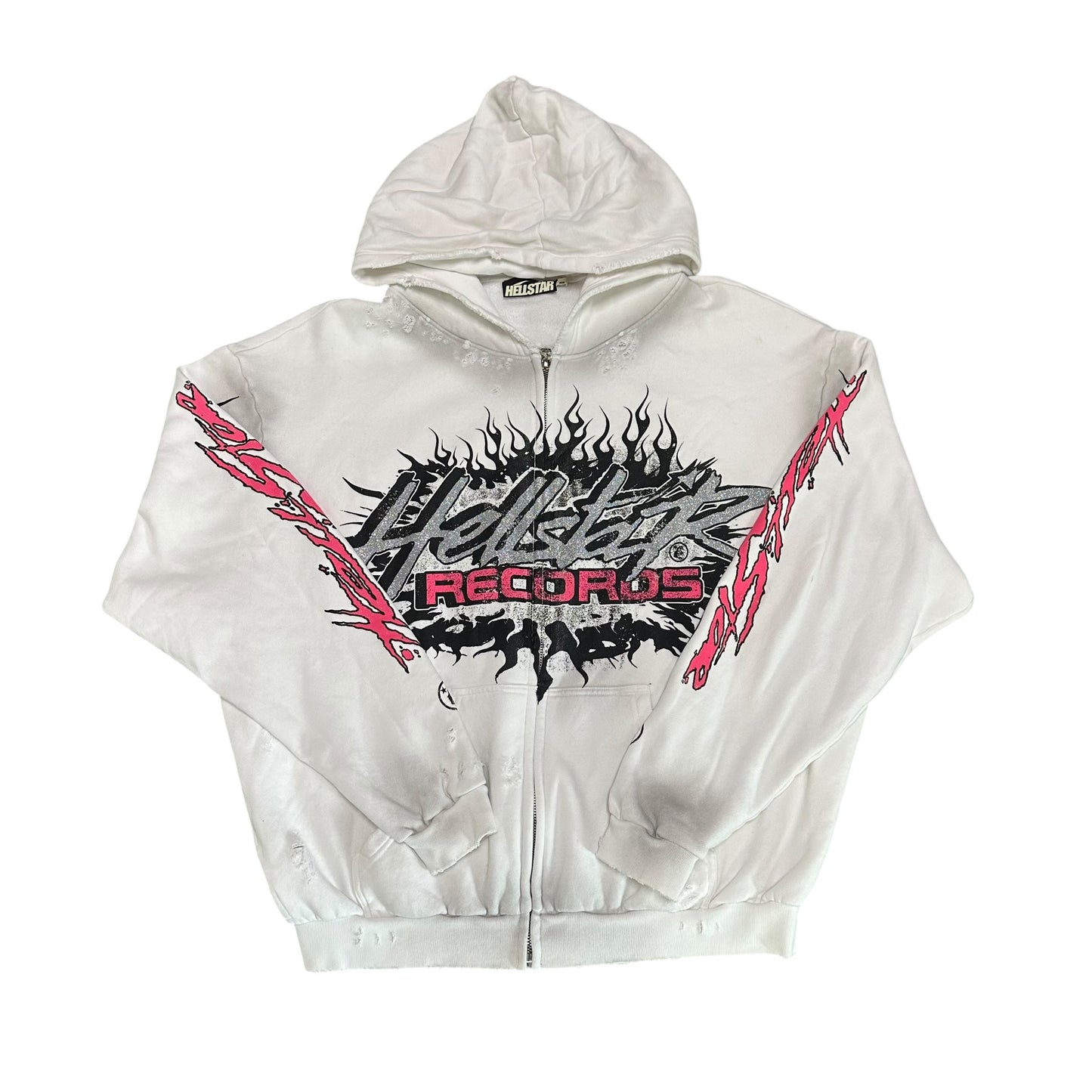 Hellstar Records White Zip Up Hoodie