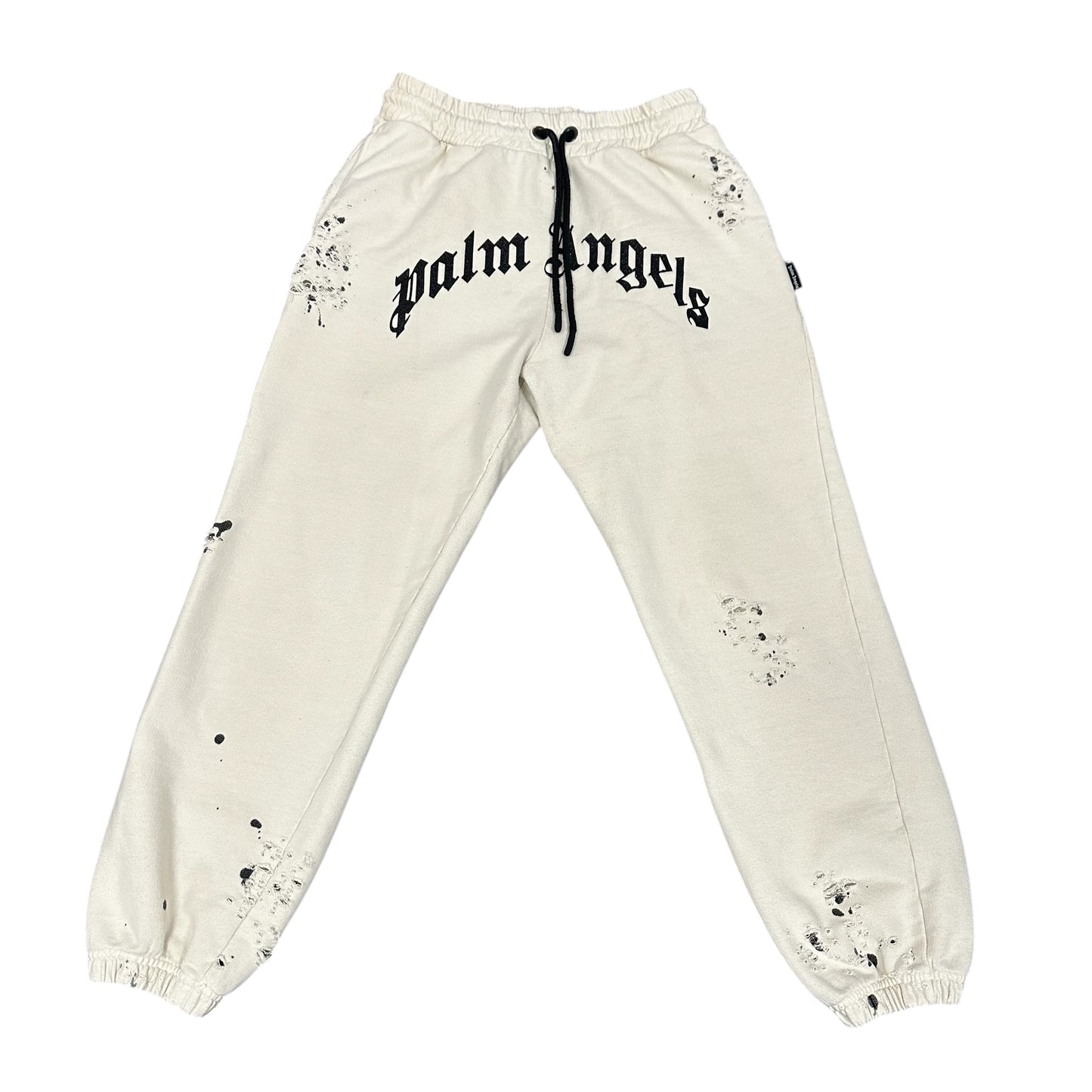 Palm Angels Cream Distressed Sweatpants
