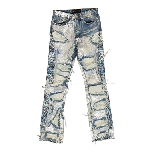 WHO DECIDES WAR Blue Heavy Metal Jeans