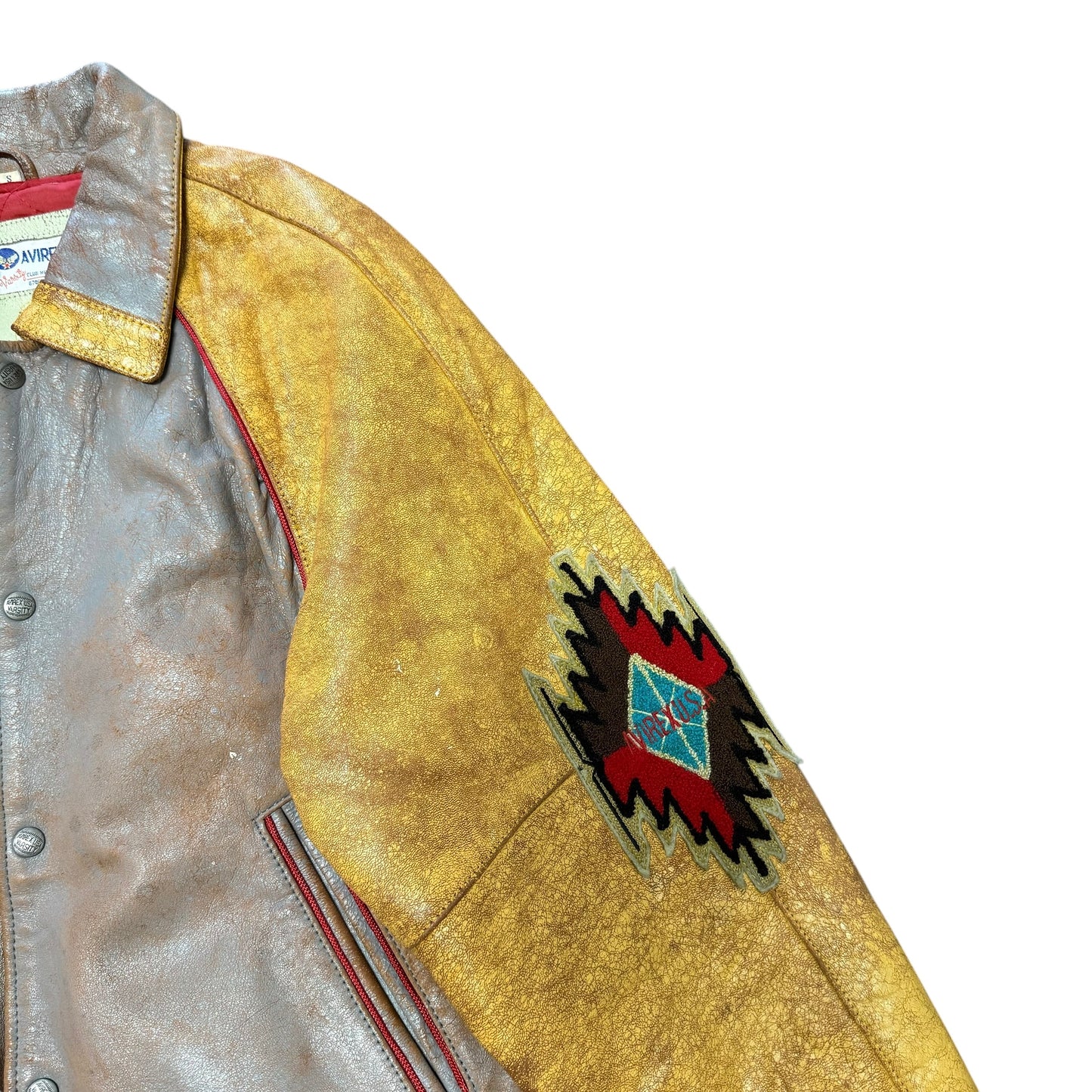 AVIREX Gold/Grey Leather Jacket