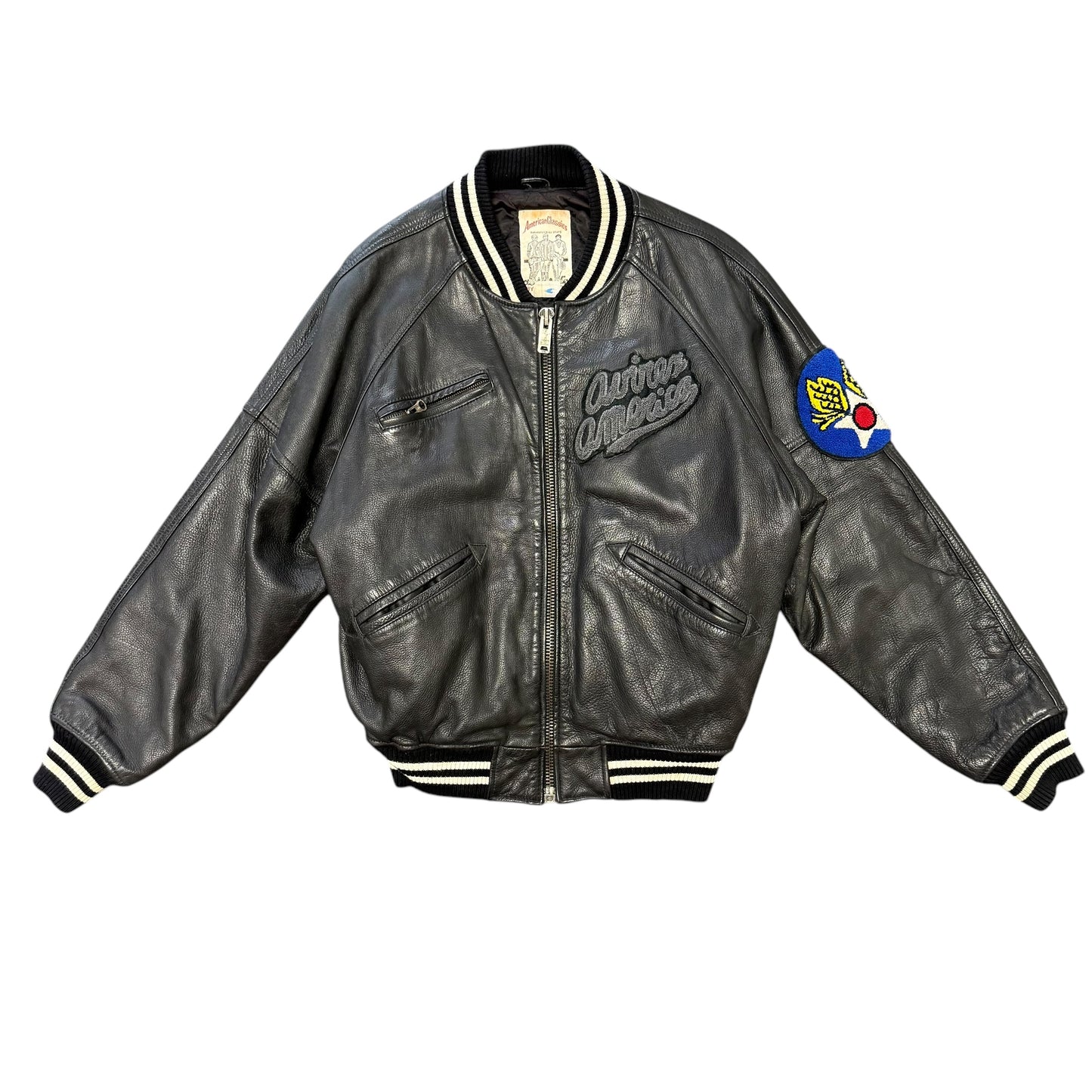 AVIREX Black Track Field Leather Jacket