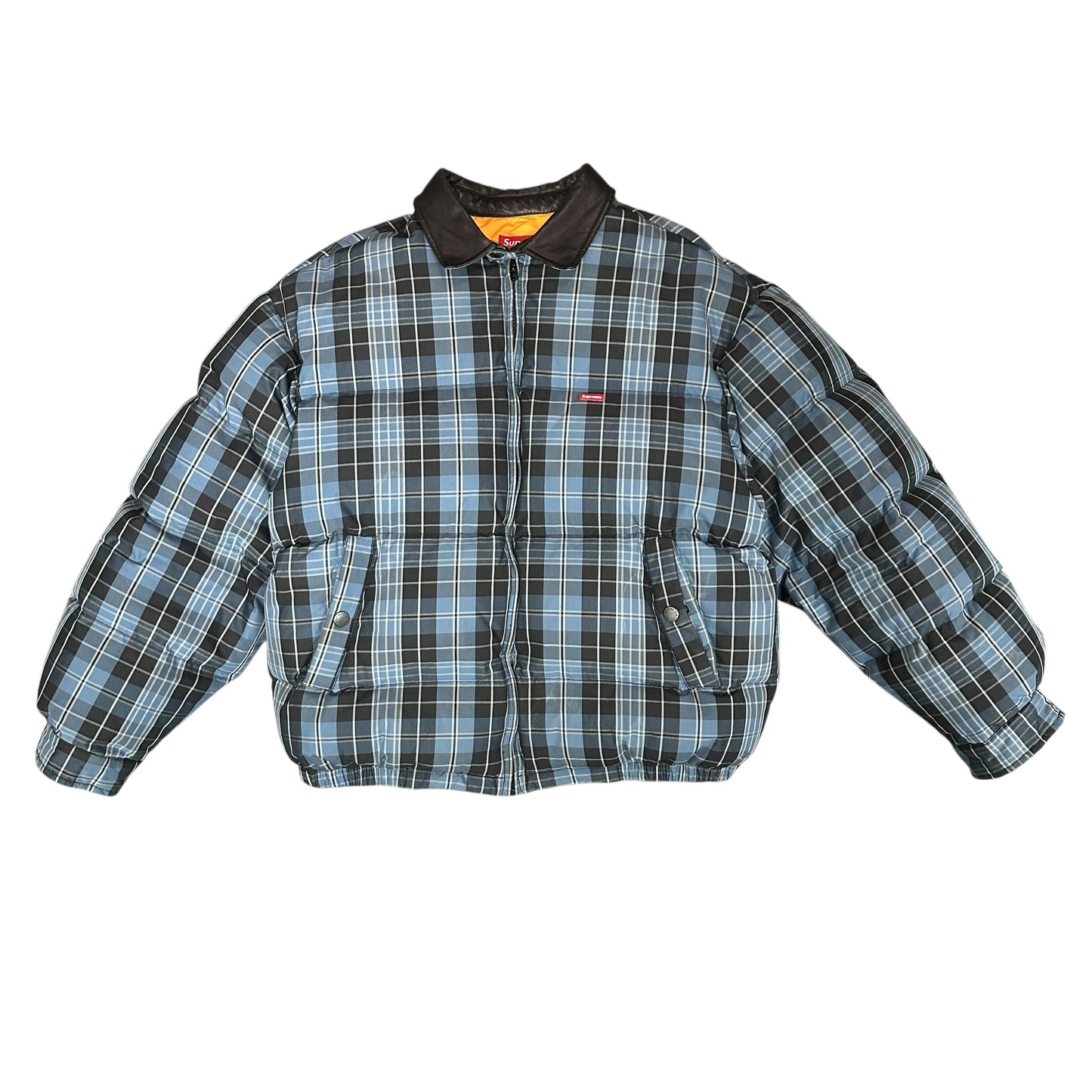 Supreme Blue Plaid Puffer Jacket