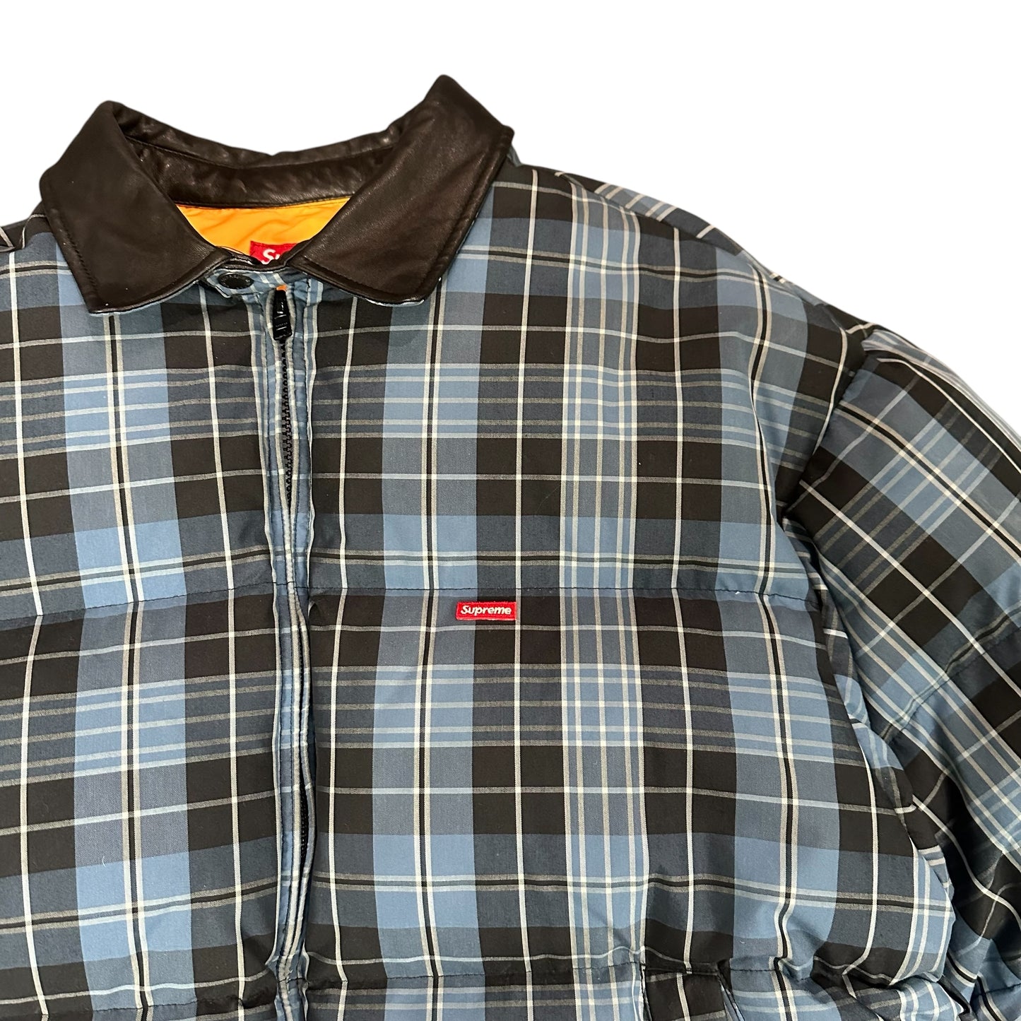 Supreme Blue Plaid Puffer Jacket
