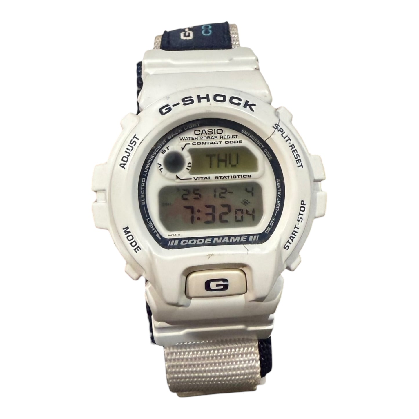 White/Blue Velcro G Shock Code Name