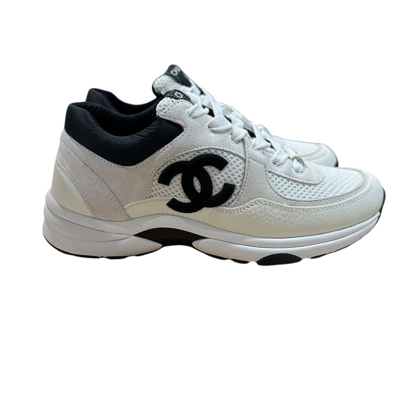 Chanel White/Black Trainers