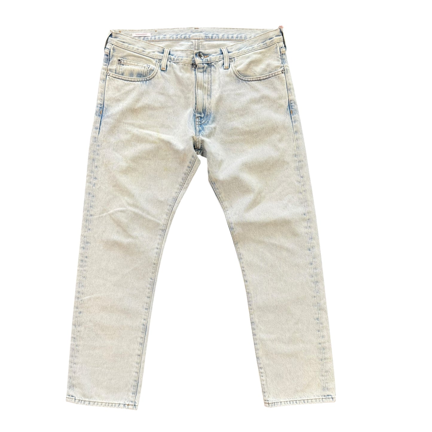 Off-White Light Wash Straight Leg Jeans