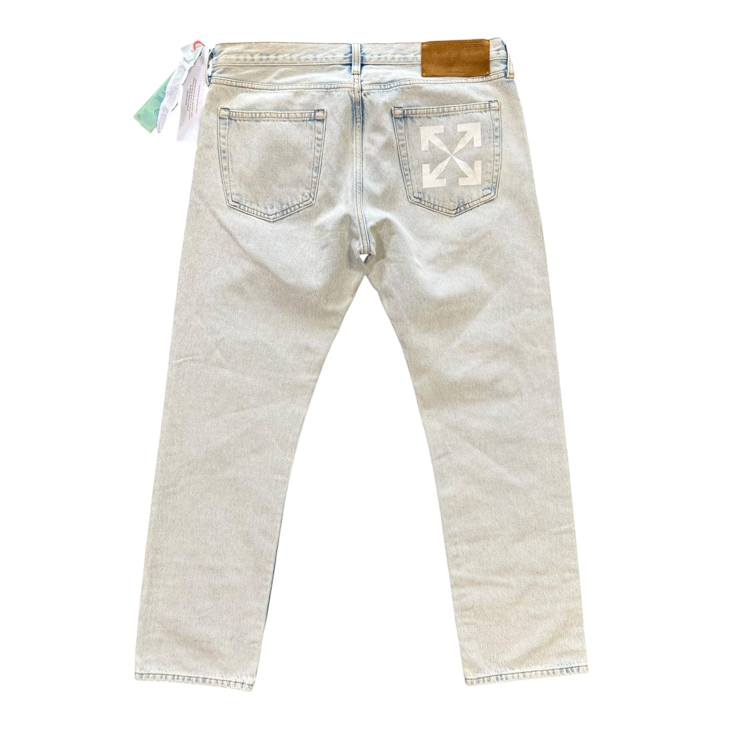 Off-White Light Wash Straight Leg Jeans