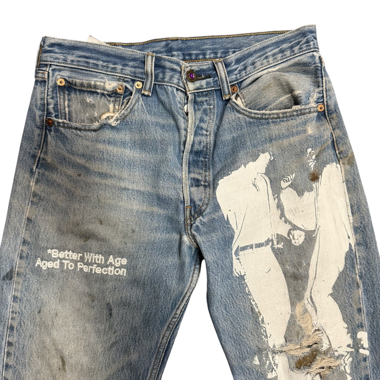 Better With Age Painted Blue Jeans