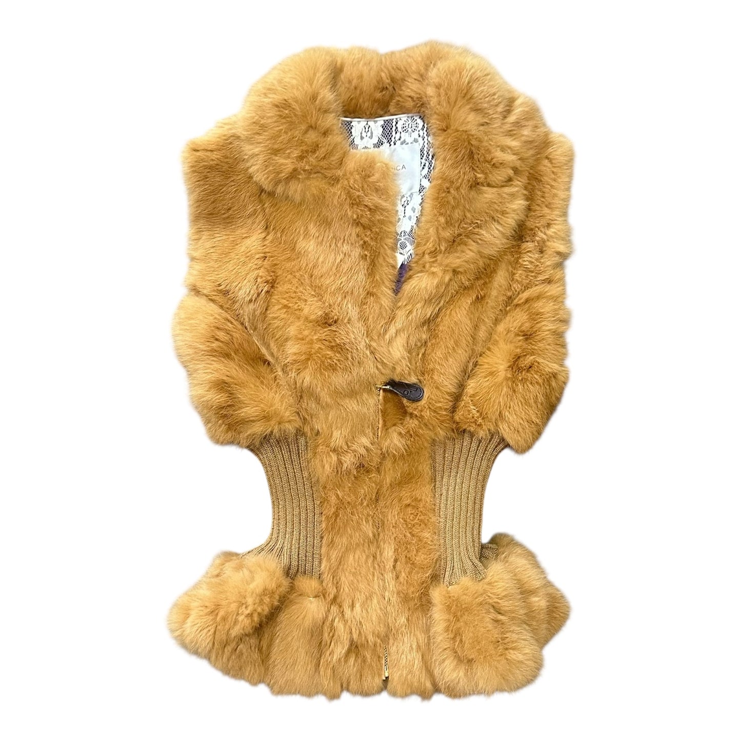 Patrizia Luca Fur Vest Tan FDWMNS