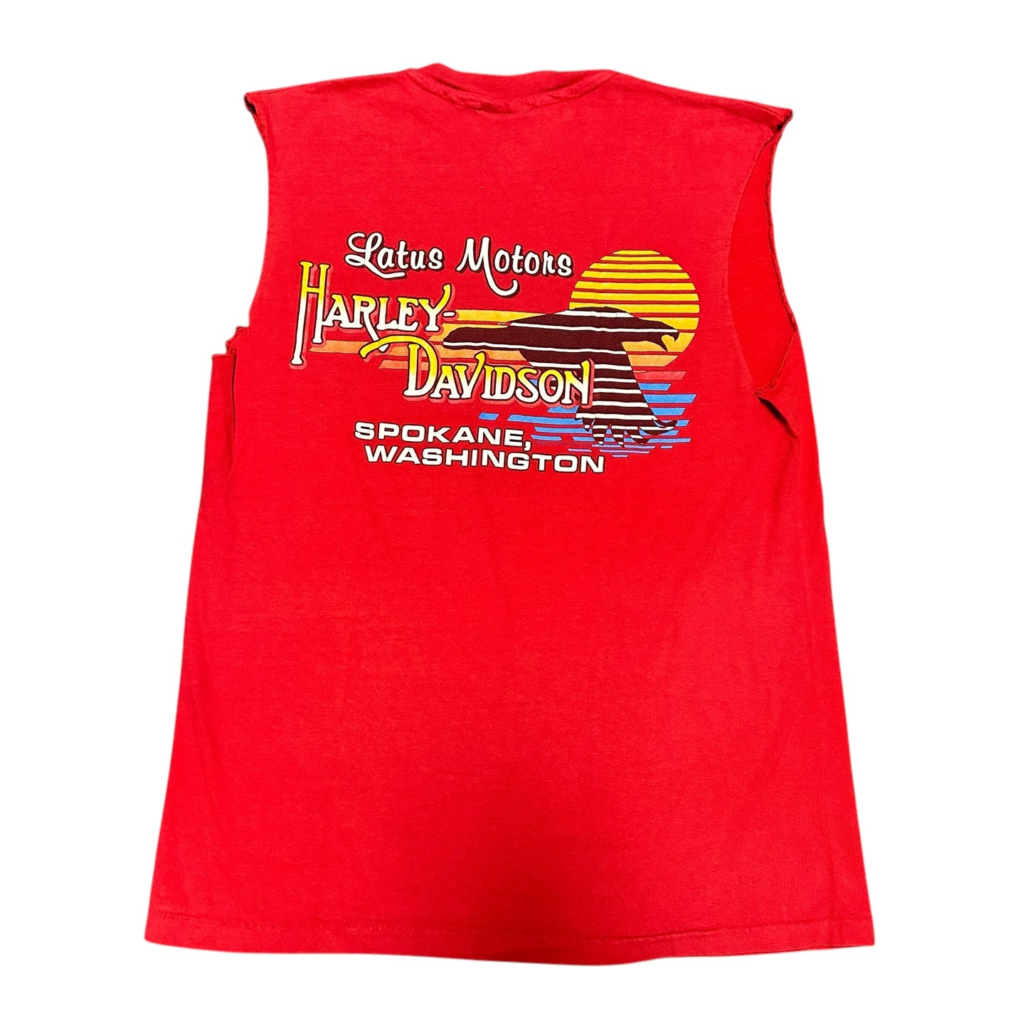 ‘92 Harley Davidson Red Cut Off Tee
