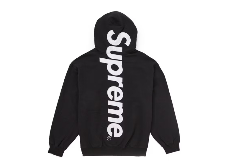 Supreme Satin Logo Hoodie Black