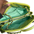 CHANEL Matelasse Chain Tote Bag Patent leather Green Silver