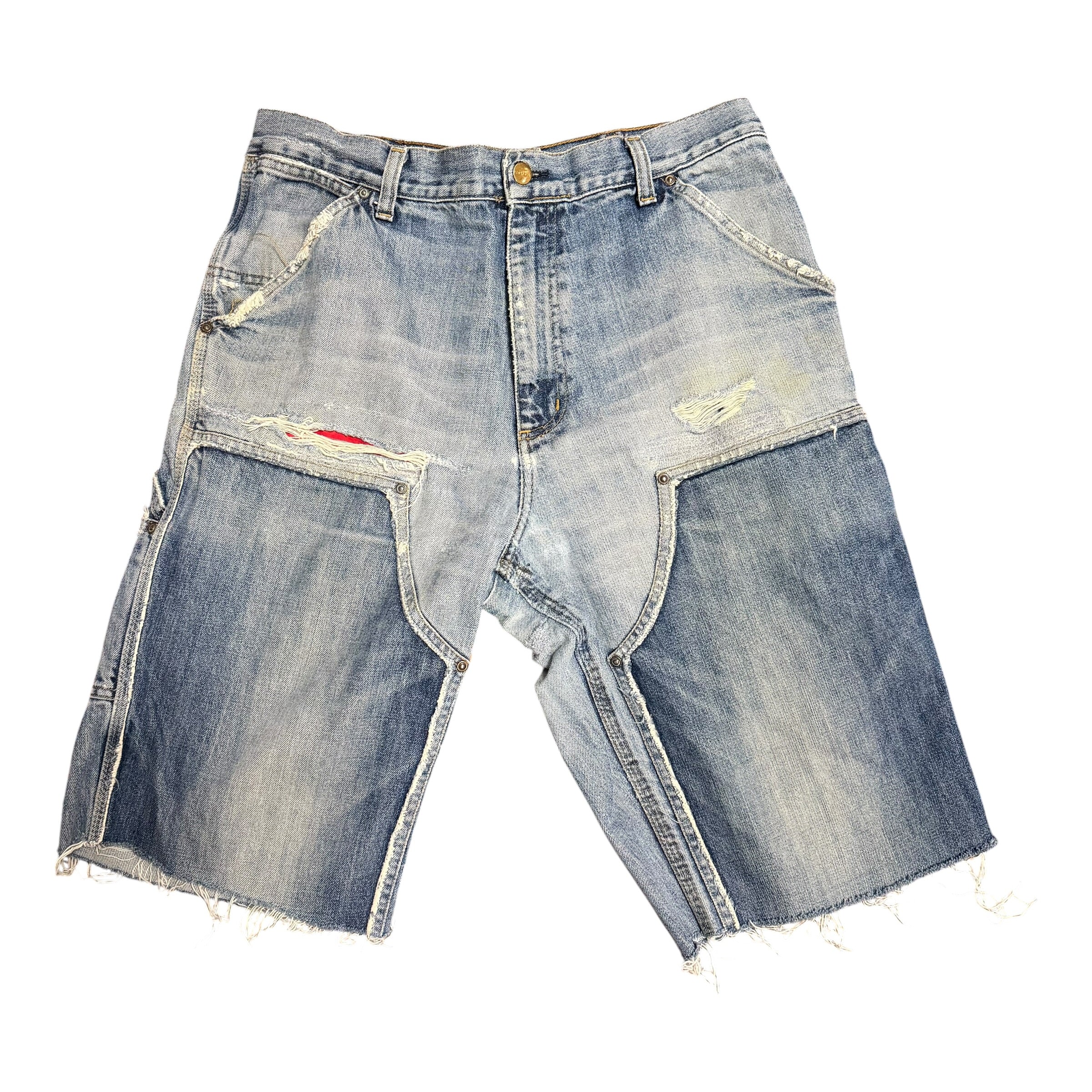 Vintage Carhartt Blue Distressed Double Knee Shorts(32)