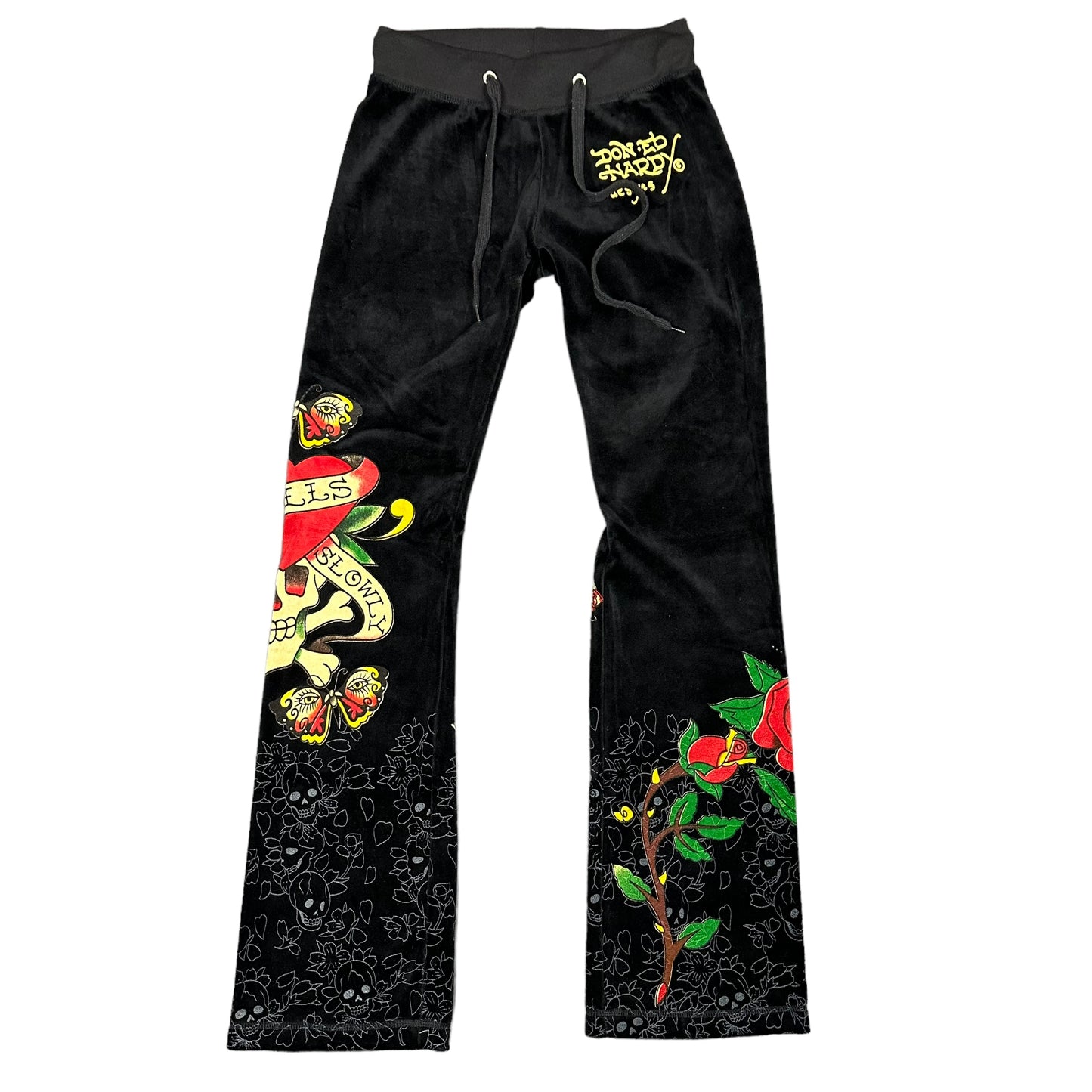 Ed Hardy Skull Rose Velour Sweatpants