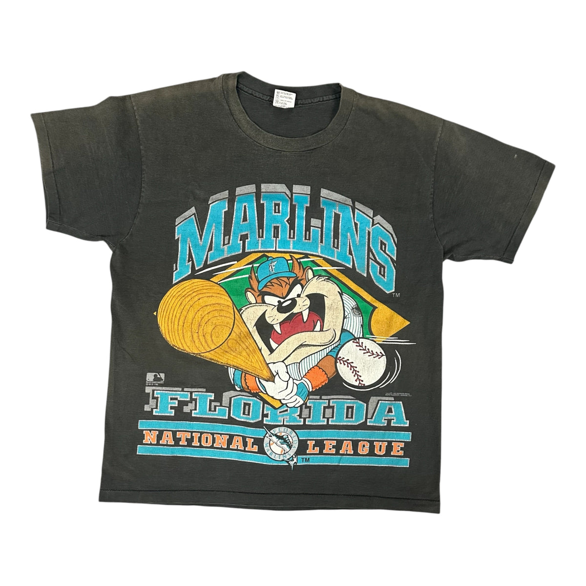 Vintage Black Faded Marlins Taz Shirt