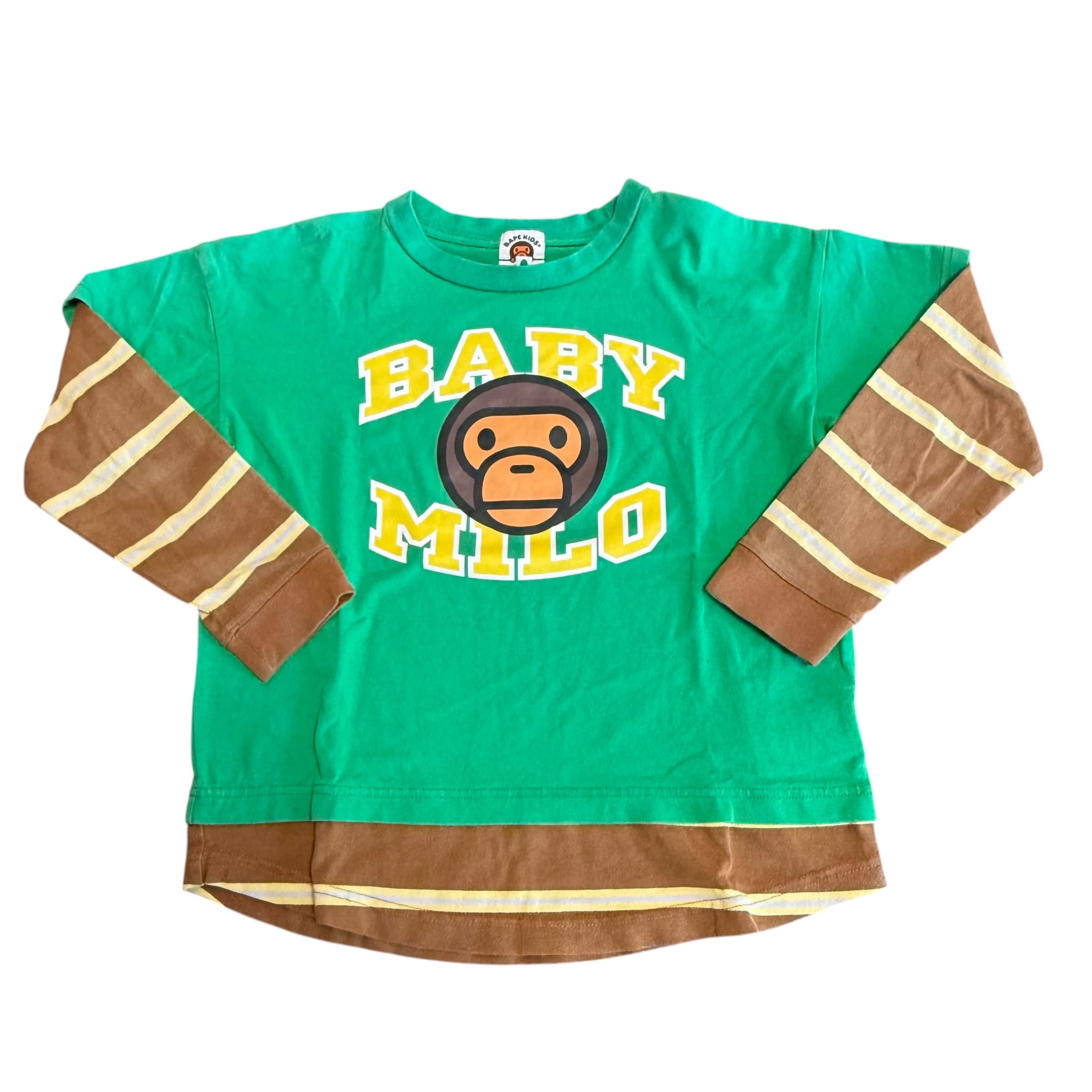 Kids Bape Baby Milo Green/Brown Double Layer Tee
