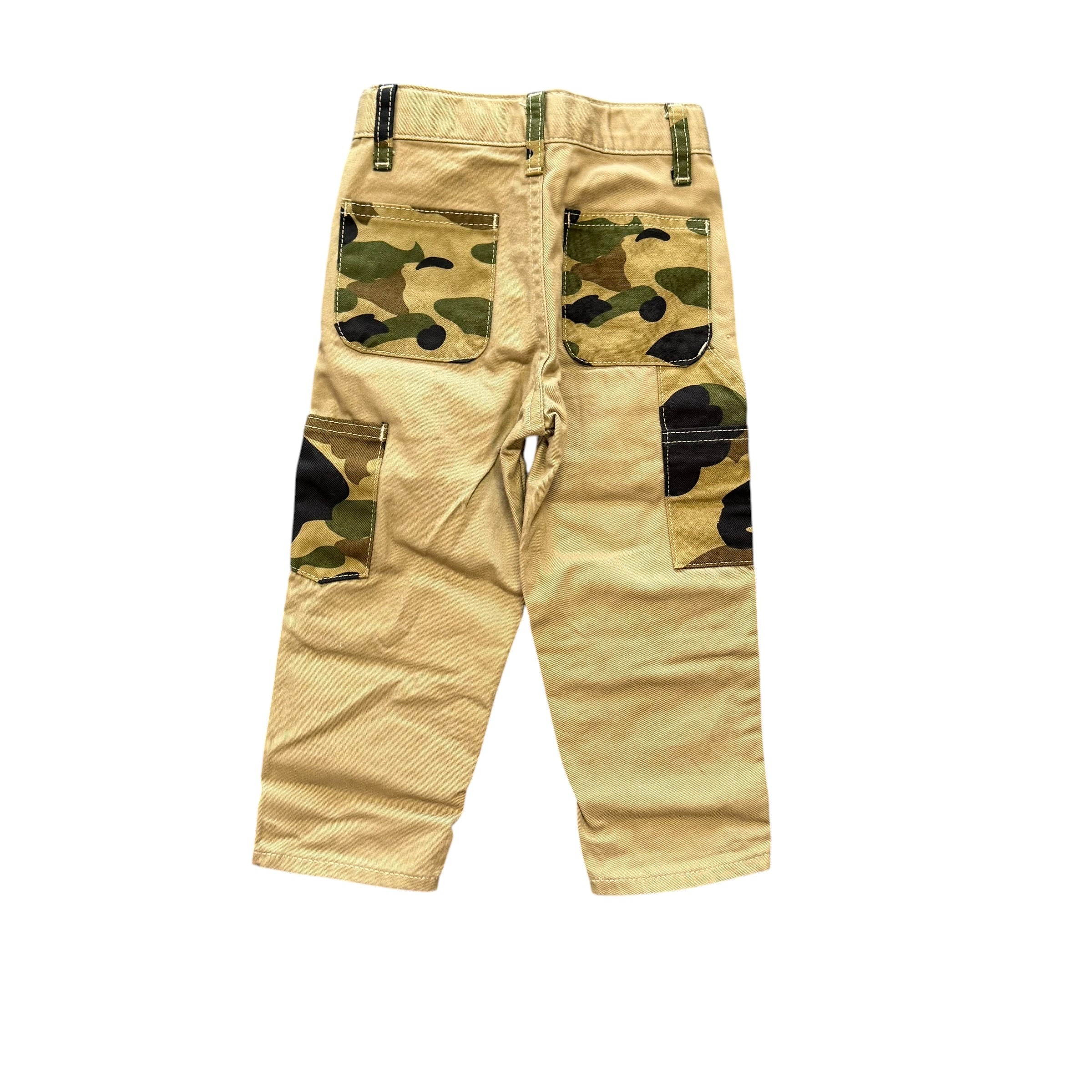 Bape Kids Khaki/Camo Double Knee Pants