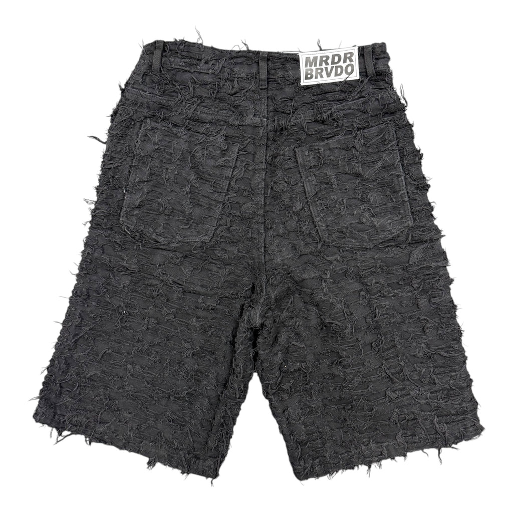 WHO DECIDES WAR Black Husk Denim Shorts