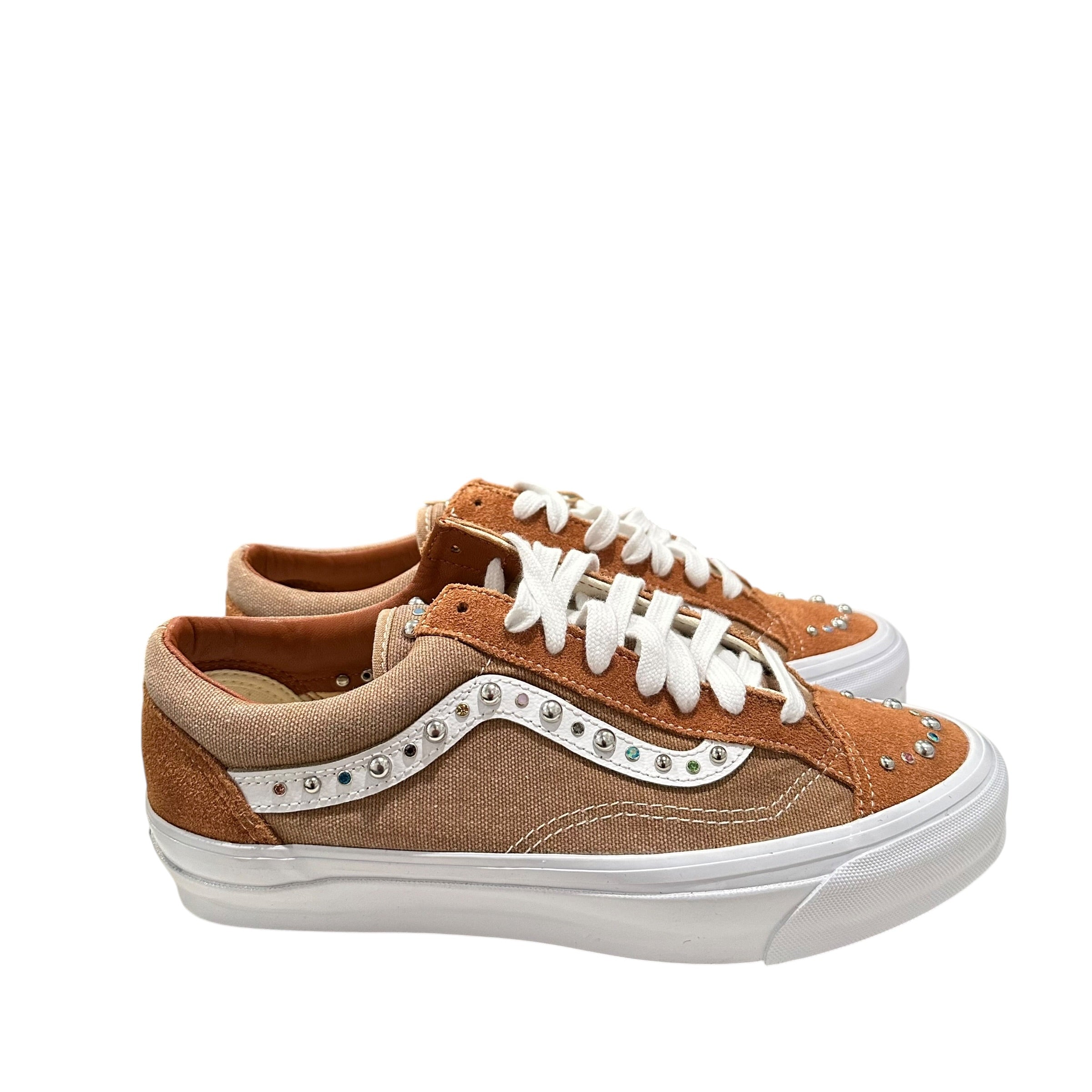 1 of 1 Hand Made Studded Vans Old Skool Lx 36 “Sandy Tan”