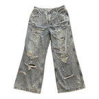Vale Lives Rhinestone Distressed Denim