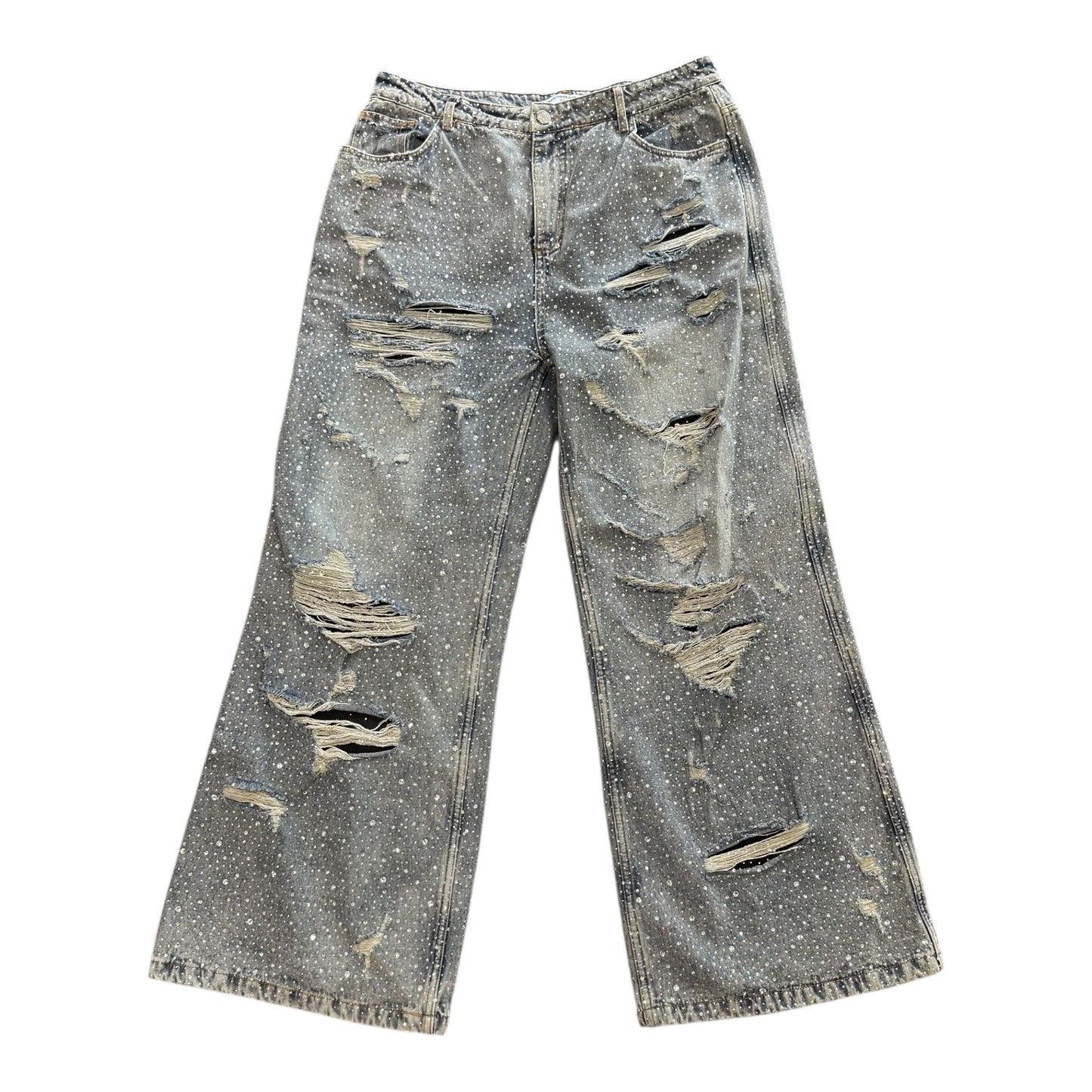 Vale Lives Rhinestone Distressed Denim