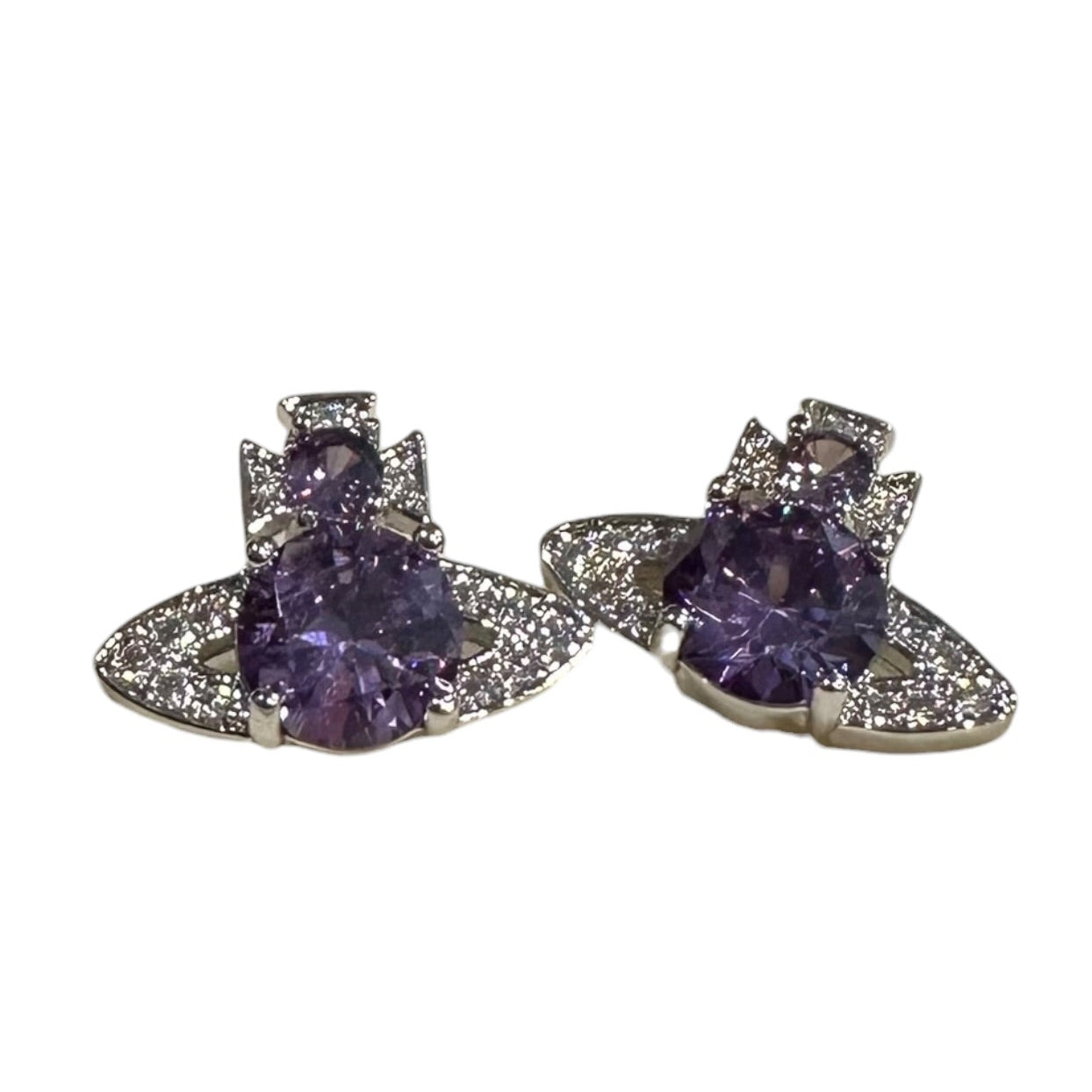 Vivienne Westwood Purple/Silver Orb Earrings