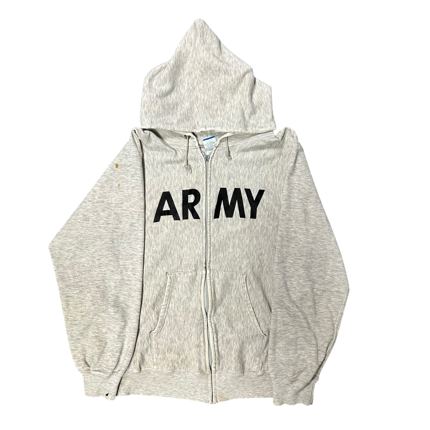 Vintage ARMY Grey Zip Up Hoodie