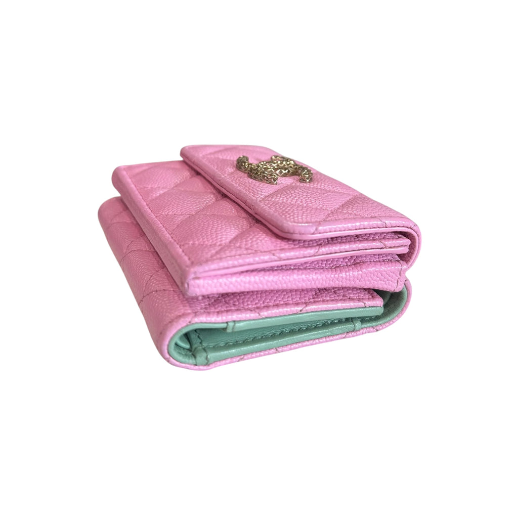 Chanel Caviar Quilted Crystal CC Flap Card Holder