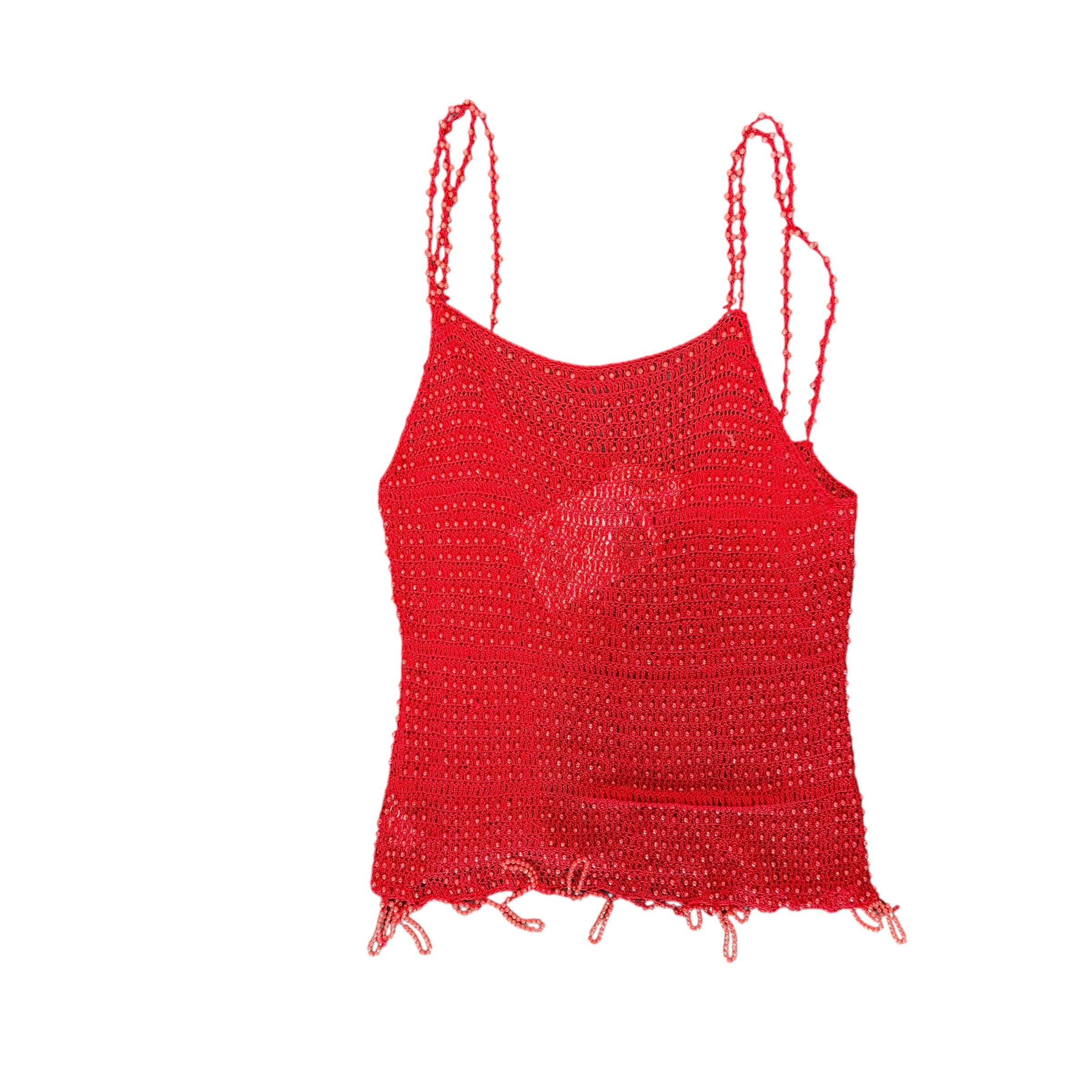 Joanna Beaded Crochet Top Red FDWMNS