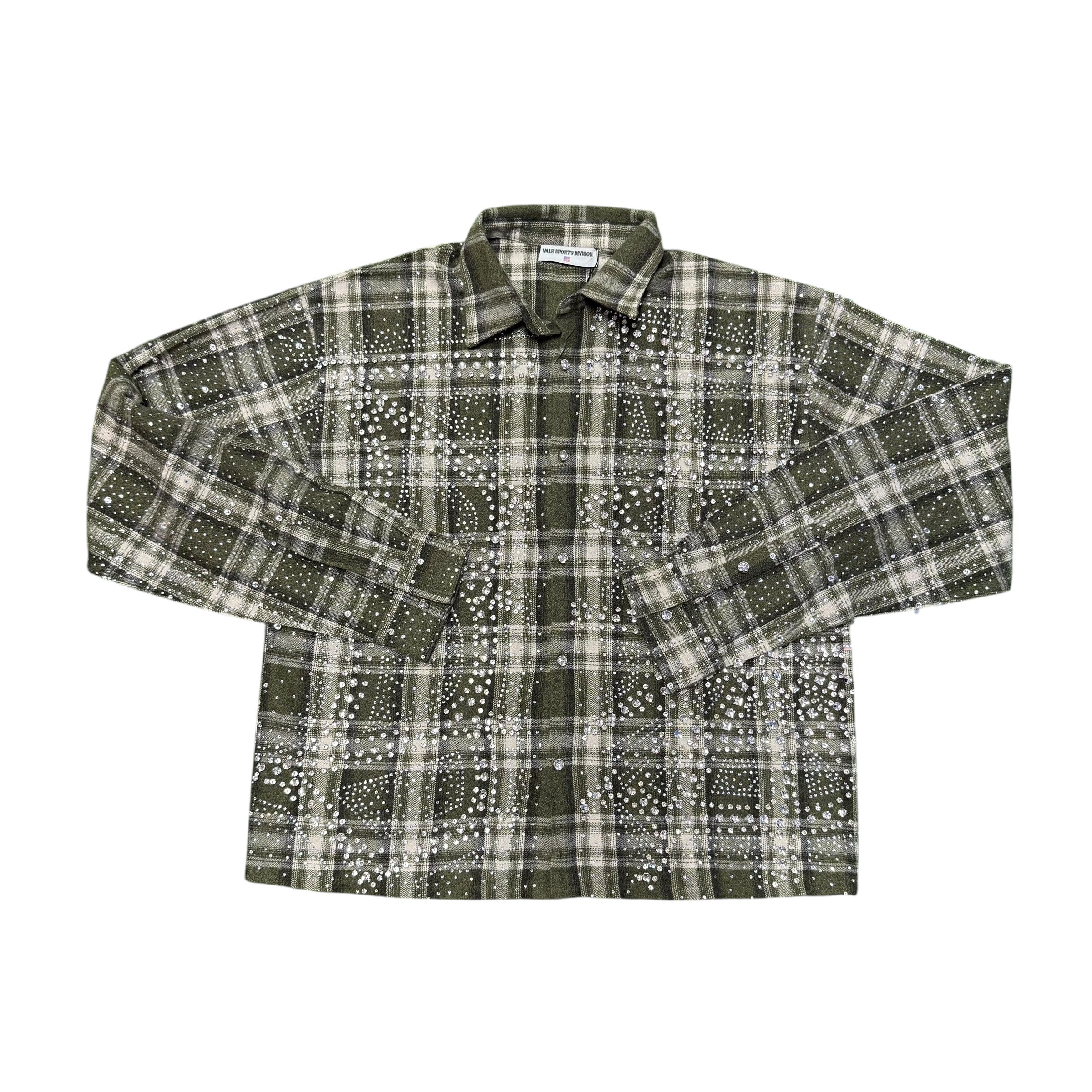 Vale Lives Green Rhinestone Flannel