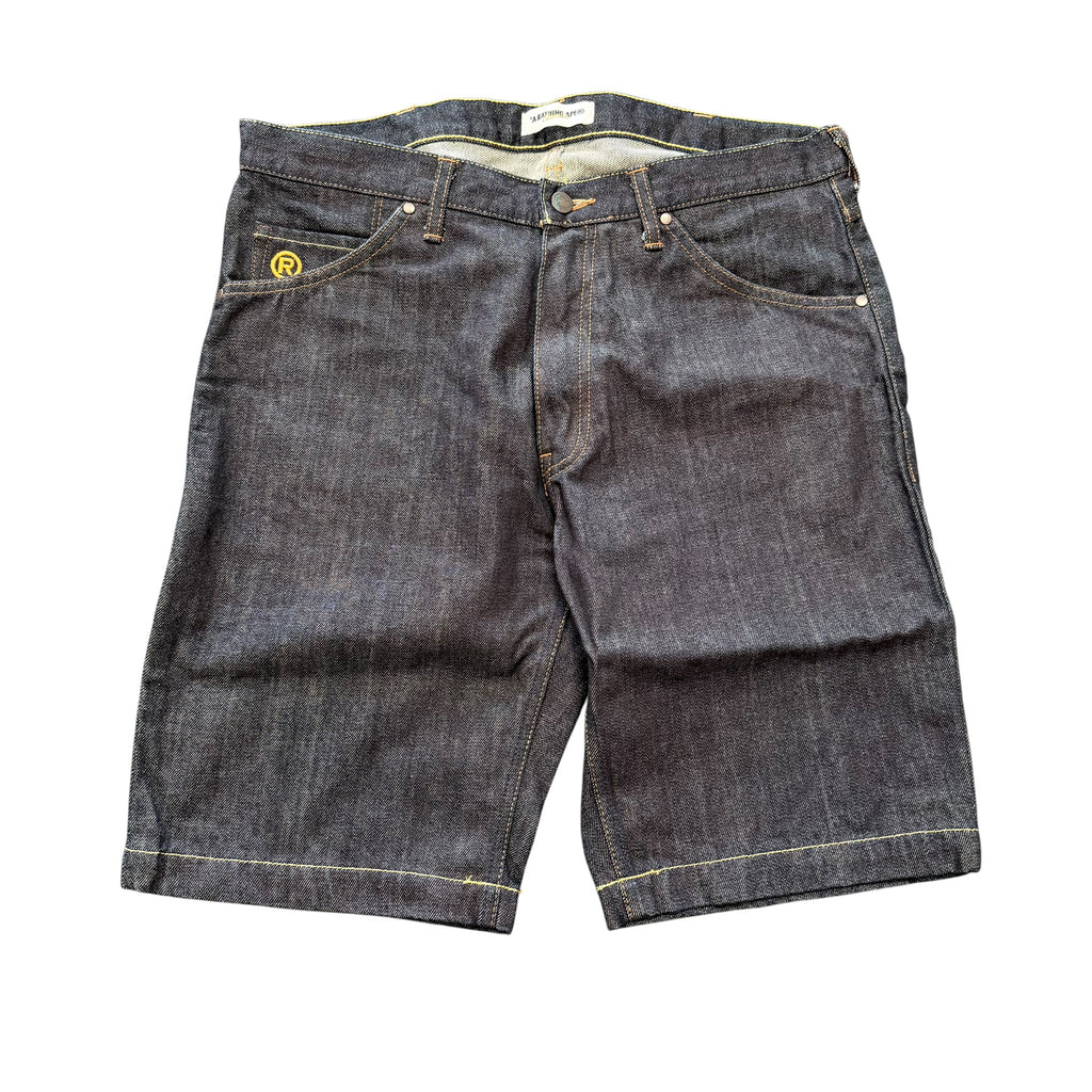 Bape Sta Flame Raw/Red Denim Shorts