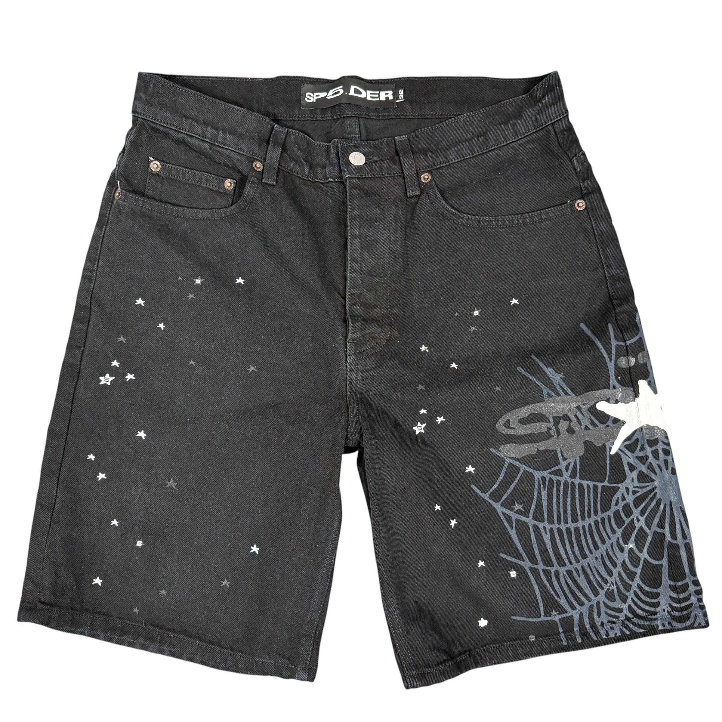 Sp5der Heavy Web Denim Shorts