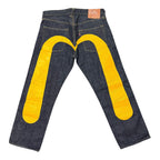 Evisu Yellow Daicock Logo Jeans